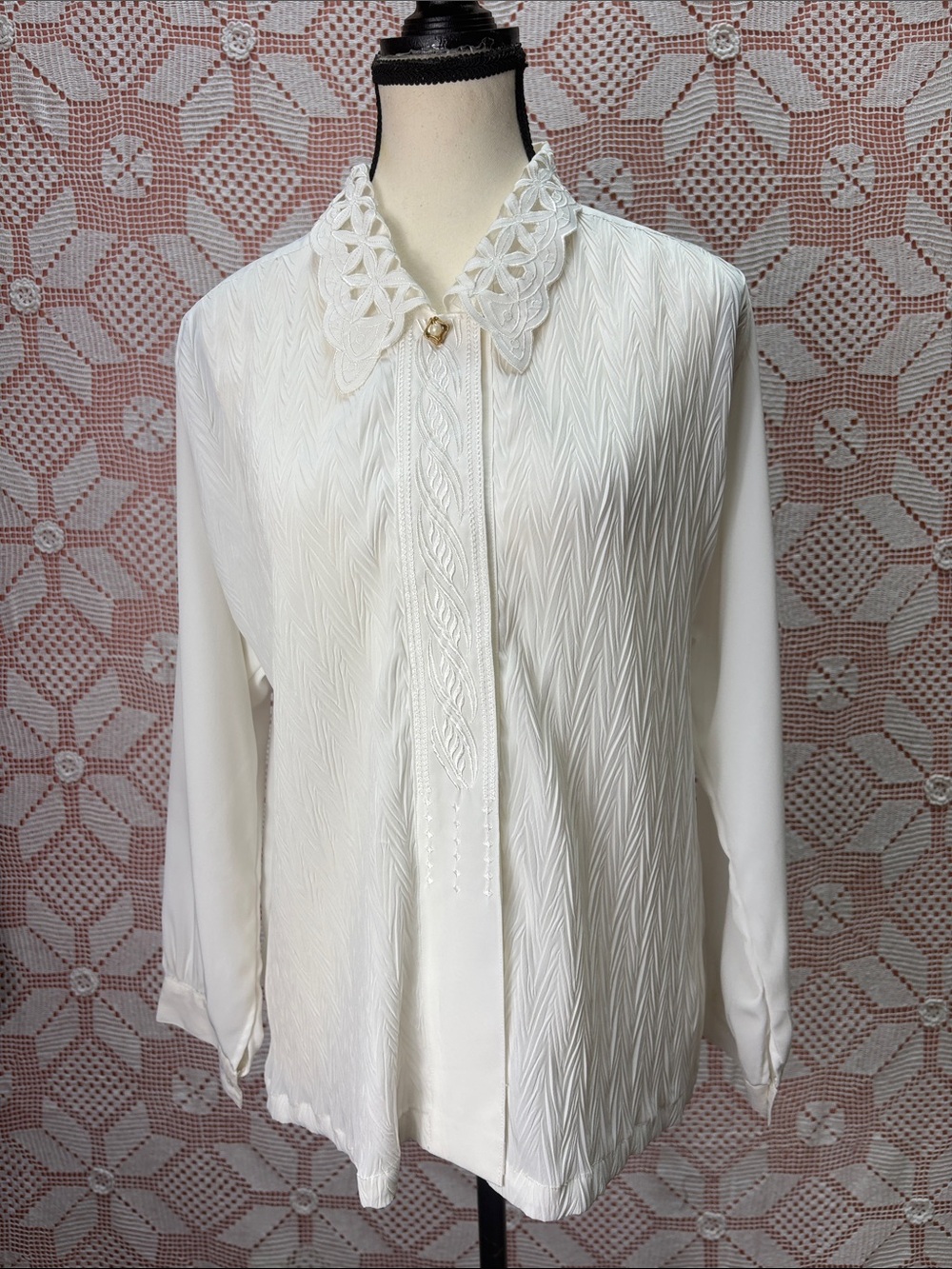 Vintage Swany Ivory Lace Collar Blouse – Sz 13